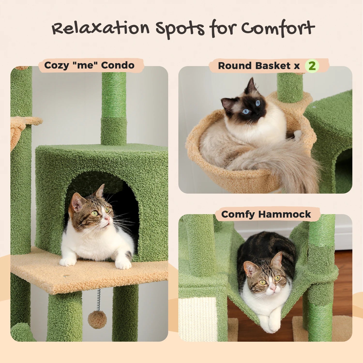 Floor to Ceiling Cat Tower with Adjustable Height 7 Tiers