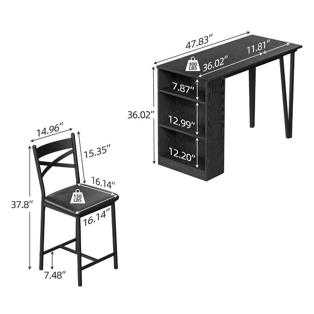 3-Piece Counter Height Dining Table Set