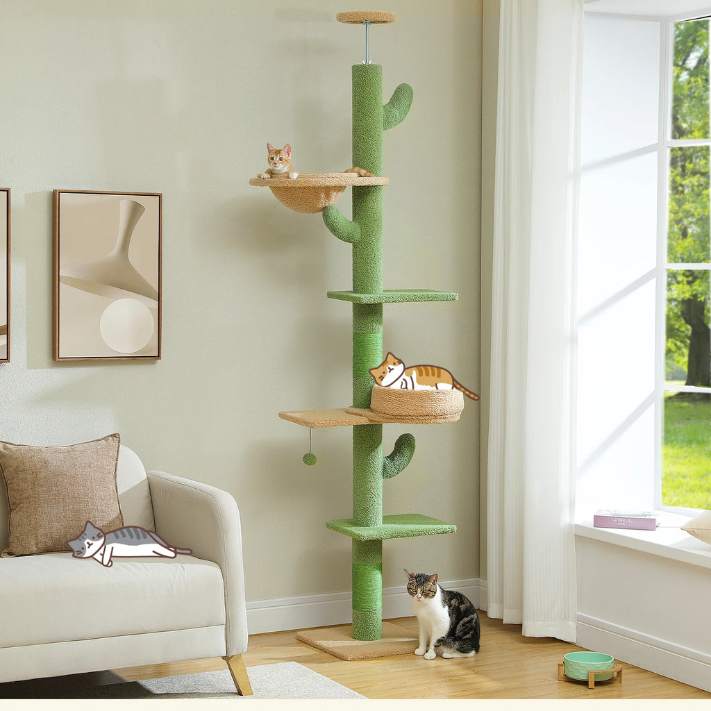 Cat Tree Floor to Ceiling Cat Tower with Sisal Scratching Post