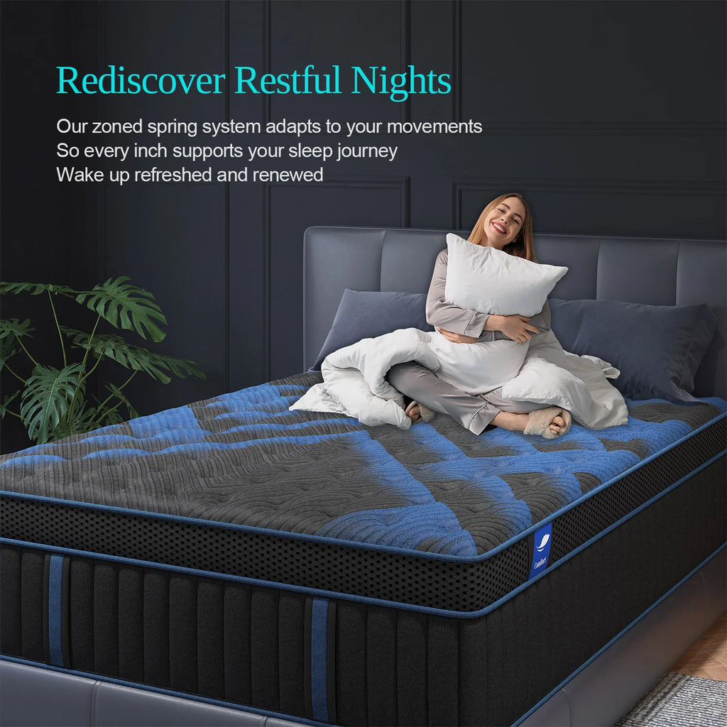 14" Gel Memory Foam Hybrid  Spring Bed Mattress Queen