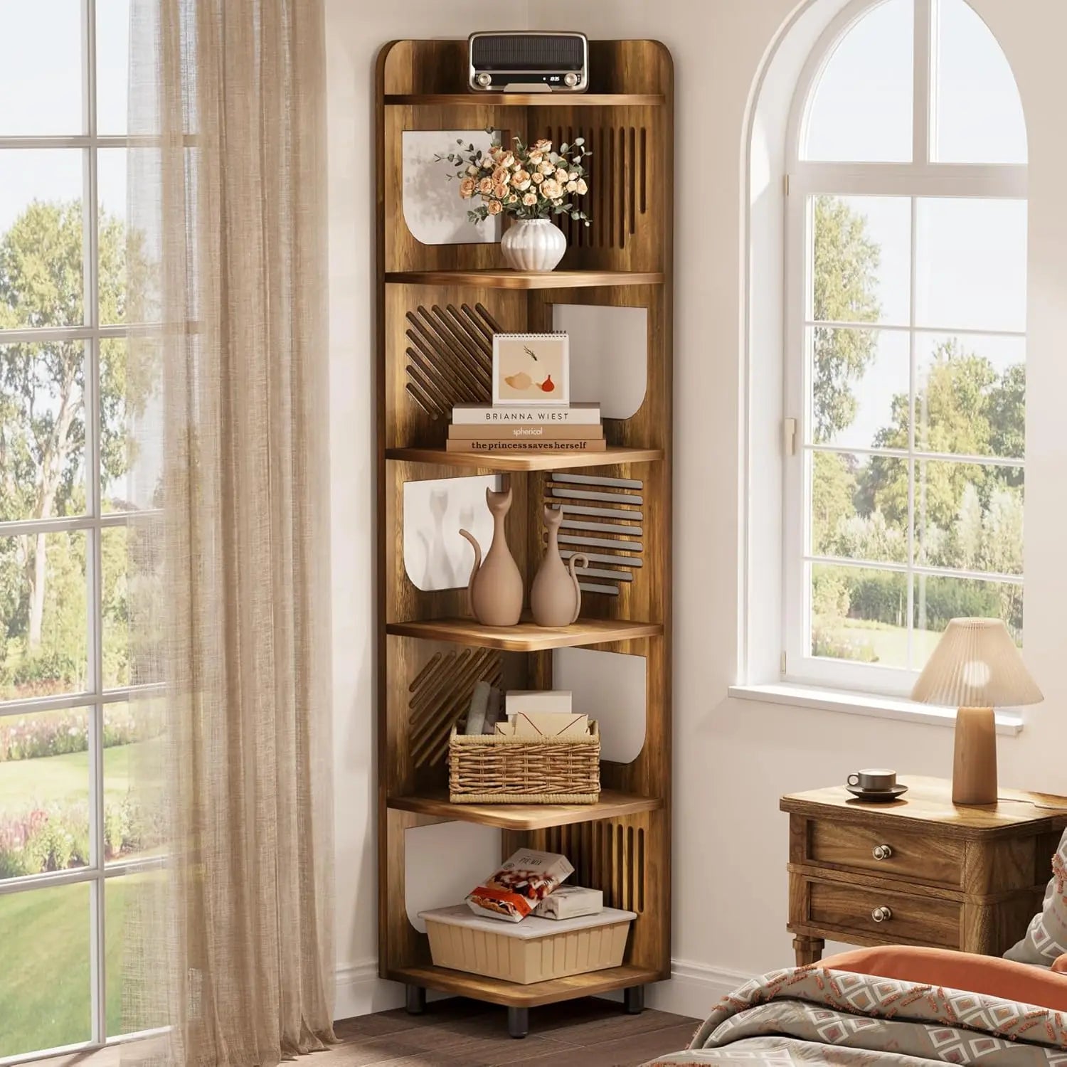 Narrow Corner,Freestanding Shelf Organizer for Living Room