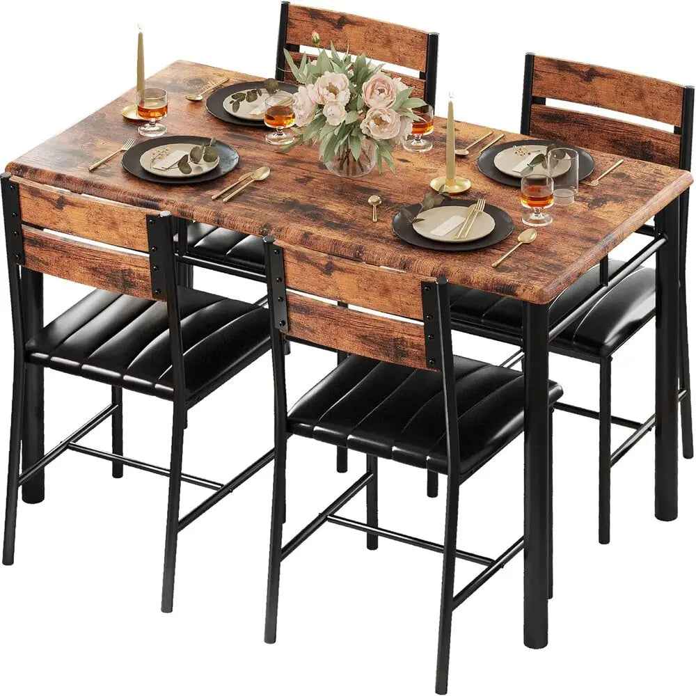 Wood Kitchen Table with Upholstered Chairs for Kitchen
