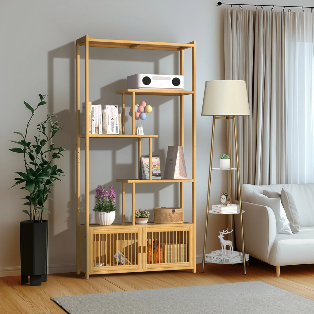 Free Standing Rack Bamboo Bookshelf