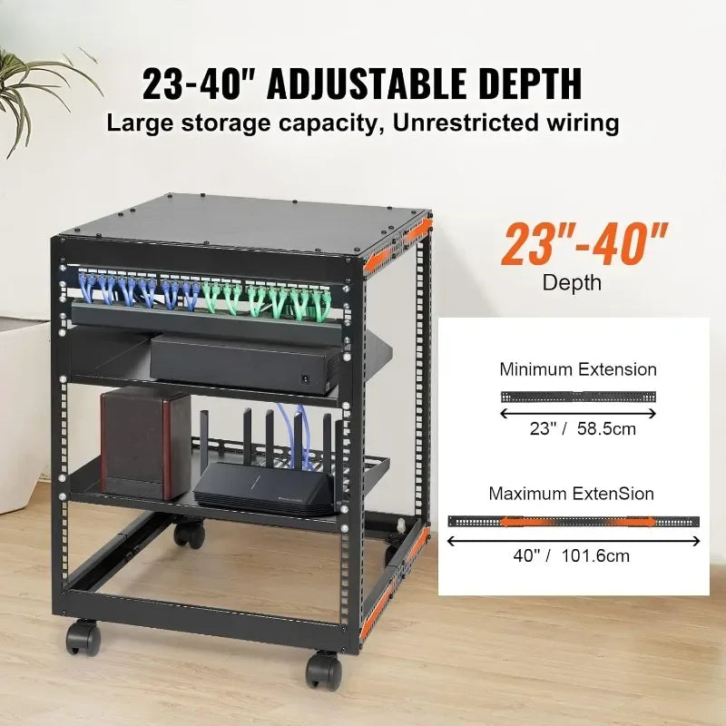 Open Frame Server Rack,23''-40'' Adjustable Depth
