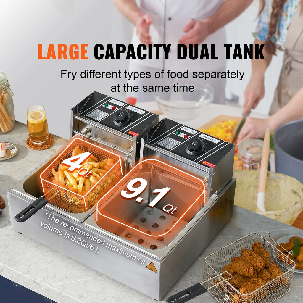 12L Electric Deep Fryer w/Dual Removable Tanks