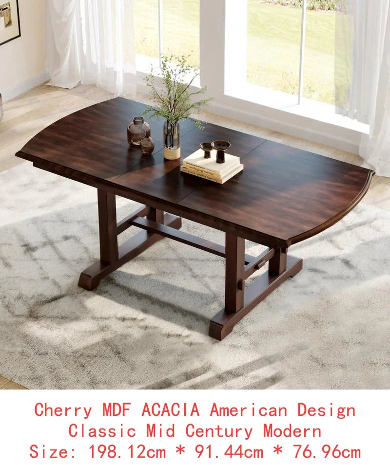 6-Piece Dining Set, Extendable 60-78 inch Wooden Table with Leaf