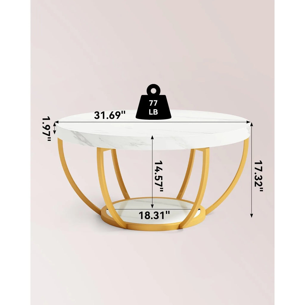 32" Circle Marble Coffee Tables