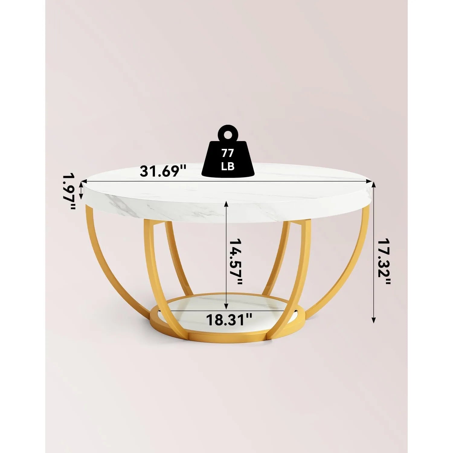 32" Circle Marble Coffee Tables