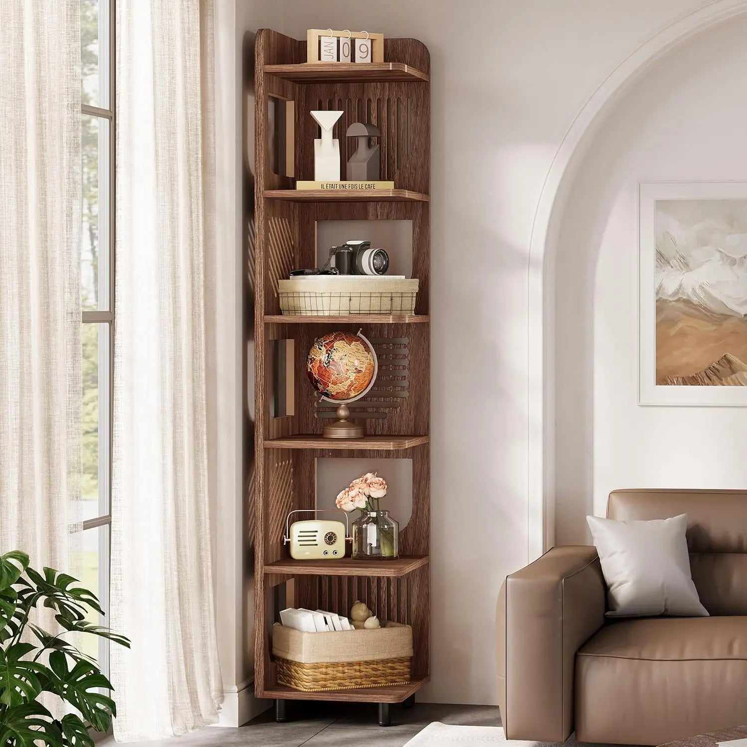 Narrow Corner,Freestanding Shelf Organizer for Living Room