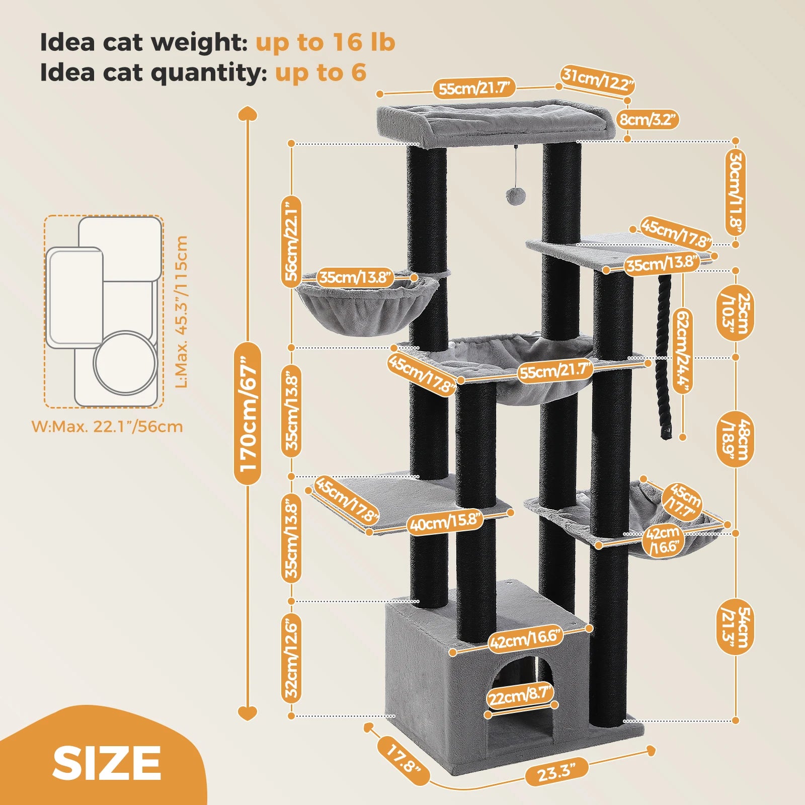 Large Cat Tree for Big Cats  Several Levels