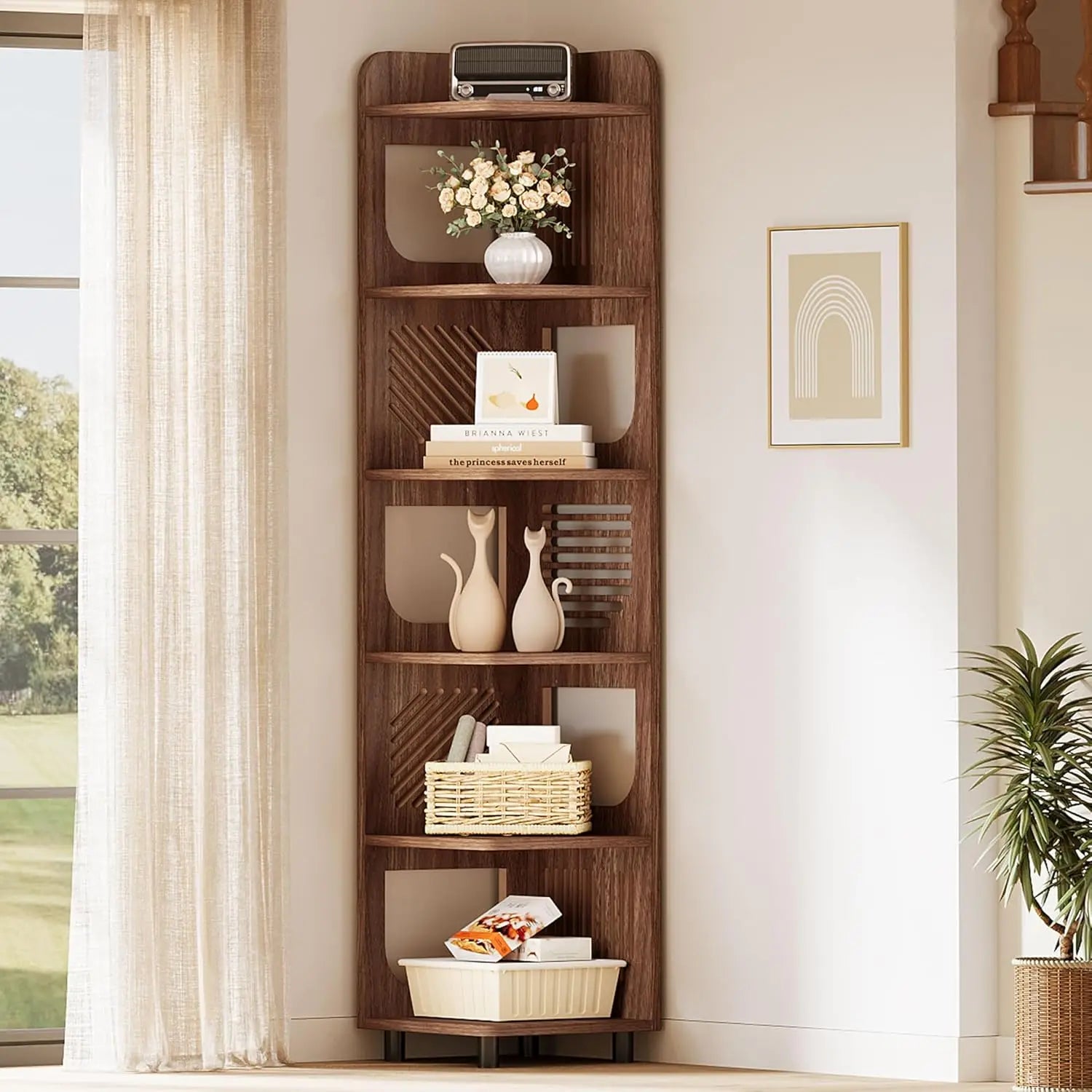 Narrow Corner,Freestanding Shelf Organizer for Living Room