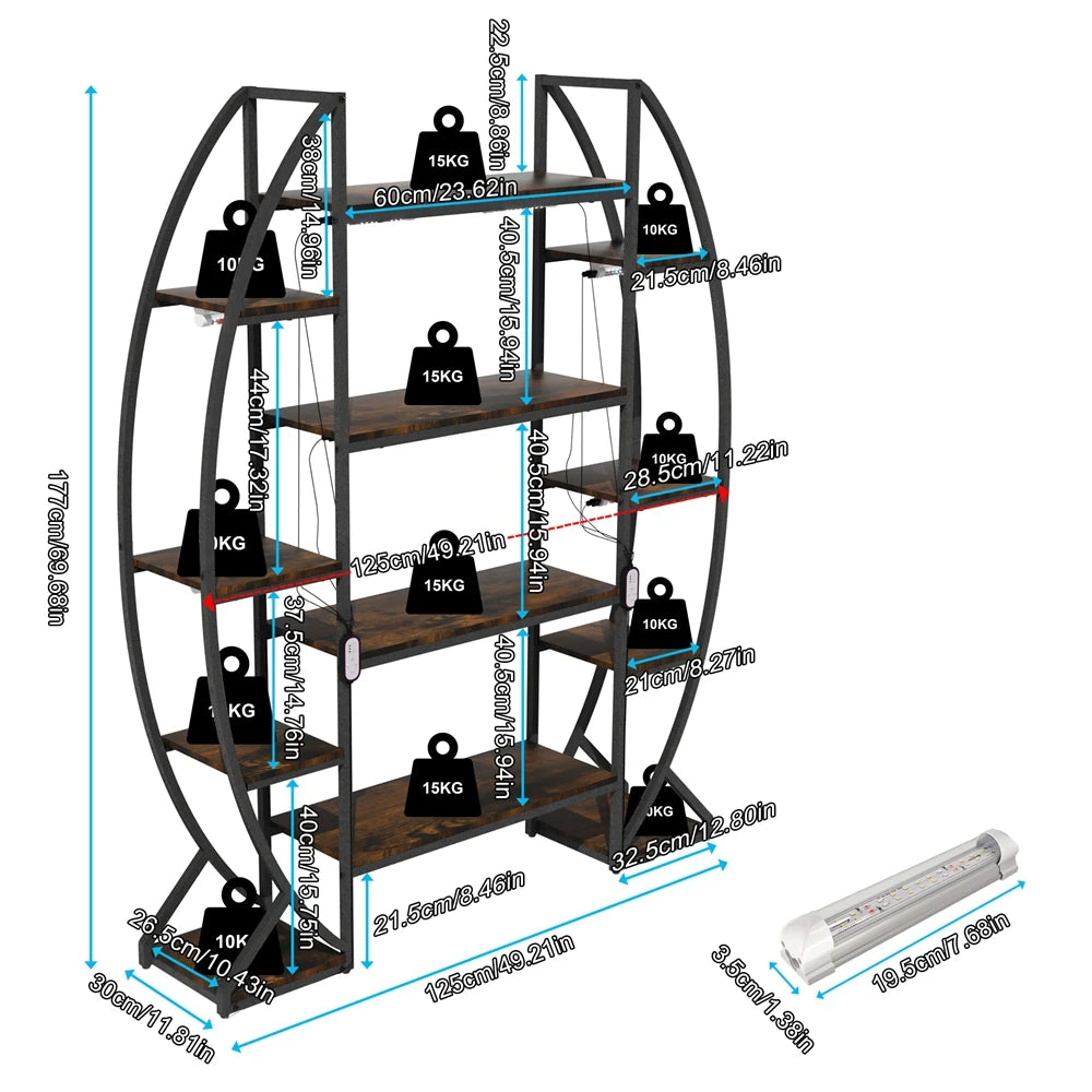 Half-Moon Shape Indoor Plant Stand Rack with Grow Lights