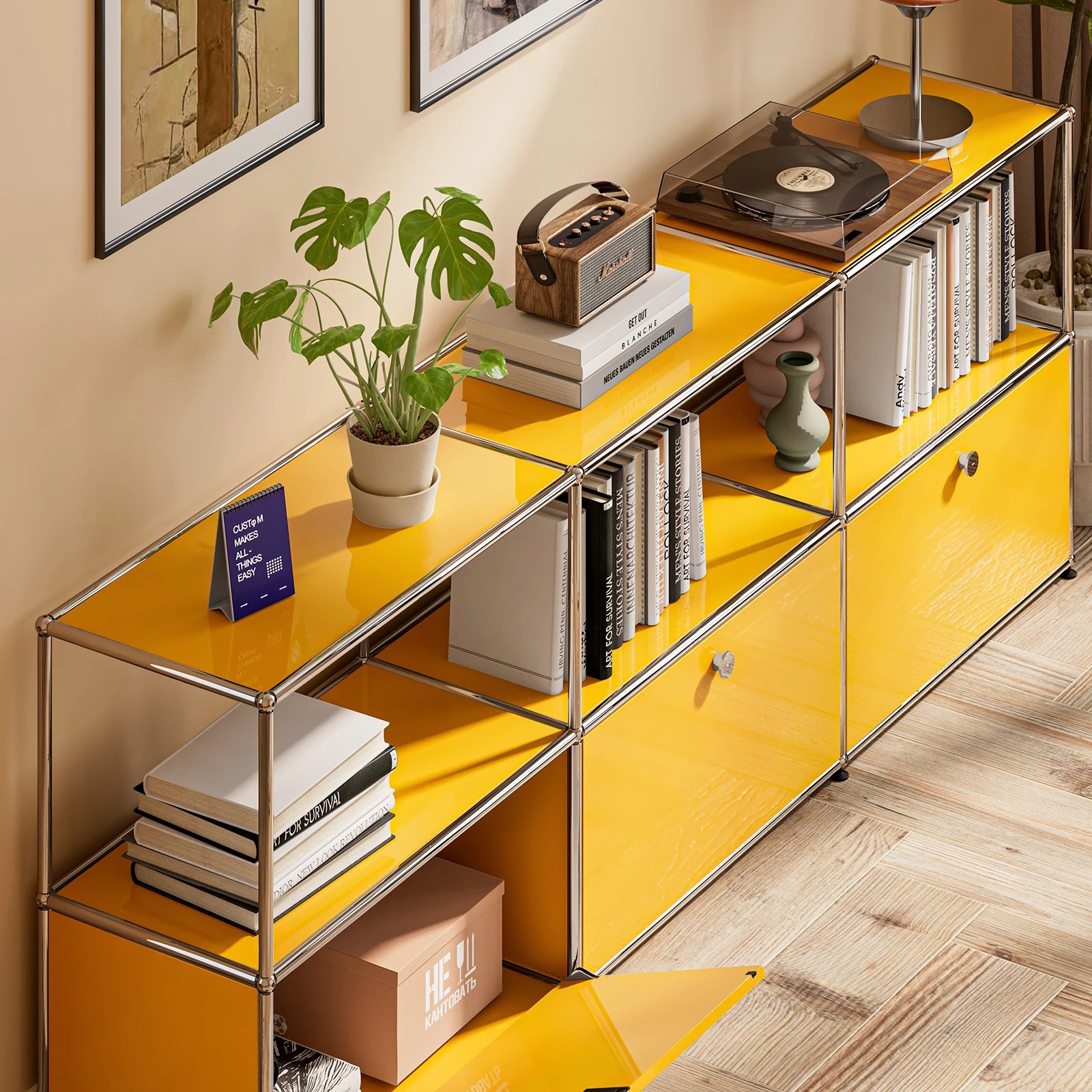 Stainless Metal Organizer TV Stand for Living Room