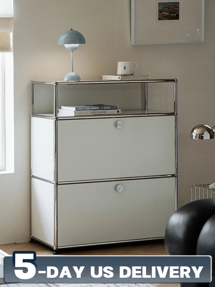 Storage Cabinet Stainless Steel Metal Sideboard For Bedroom