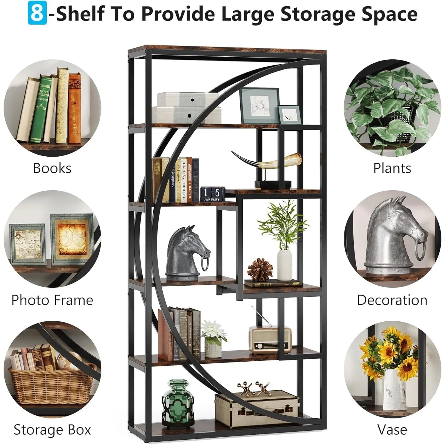 Bookshelf 70.8 inch Tall Display Tack Shelving Unit