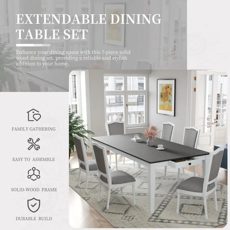 Rustic 7-Piece Extendable Dining Set with Removable Leaf