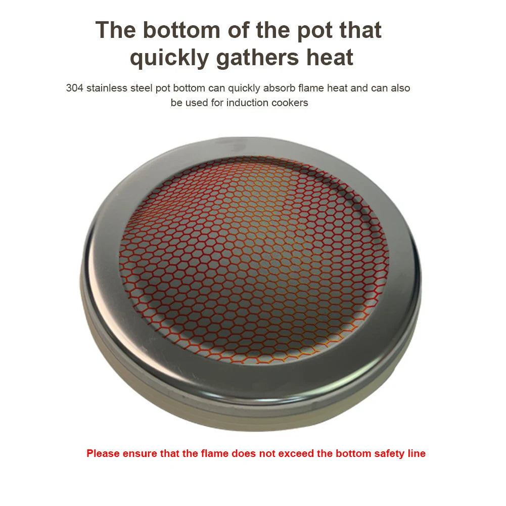 Handle Outdoor Collapsible Kettle Stainless Steel Bottom Water Pot