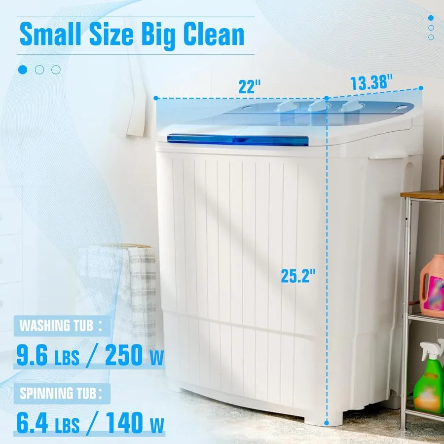 Portable Washing Machine with Longer Hose 16lbs Twin Tub