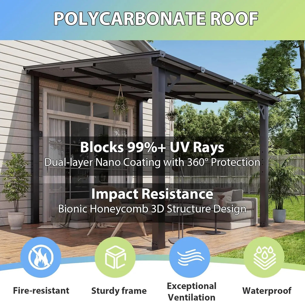 8'x10'  Large Wall-Mounted Heavy Duty Awnings, for Backyard