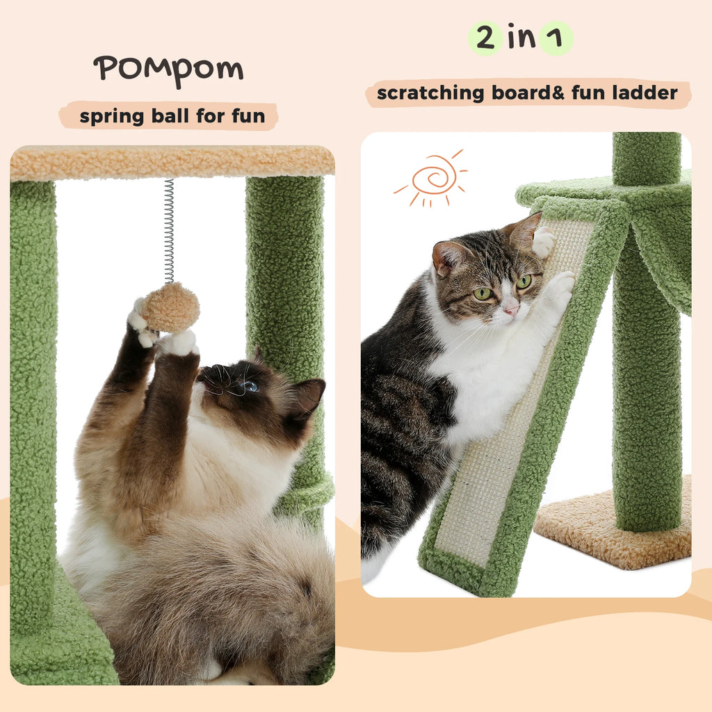 Floor to Ceiling Cat Tower with Adjustable Height 7 Tiers