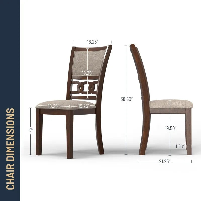 47-Inch Cherry 5-Piece Round Dining Set - 1 Table + 4 Chairs