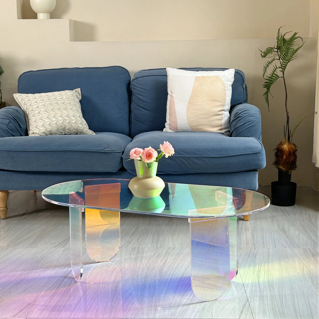Colorful Acrylic Side Table 37.4 in (L) x 19.7 in (W) x 14.2IN (H)