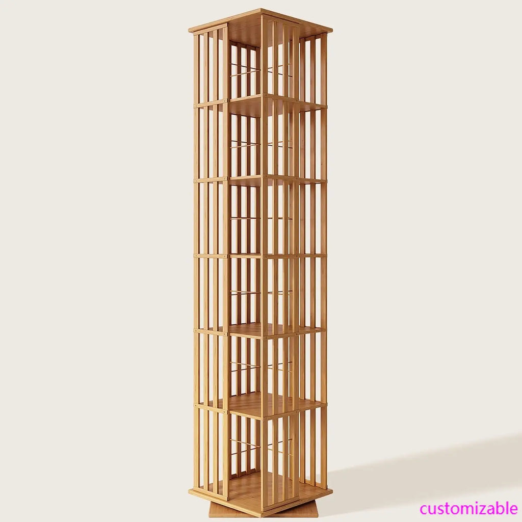 360° Rotating Bamboo CD/DVD  6-Tier Media Storage Cabinet