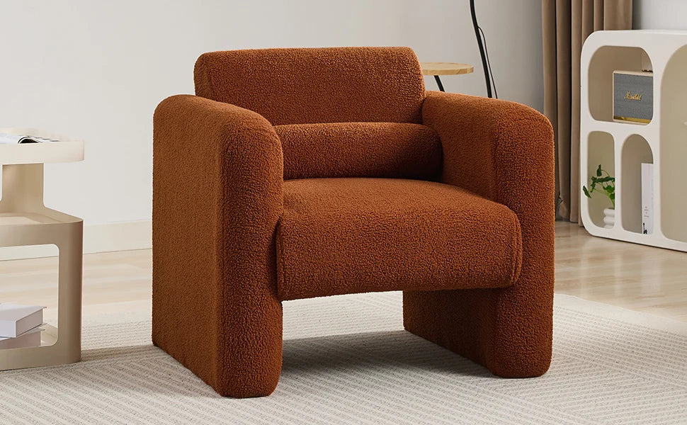 Modern Upholstered Comfy Reading Armchair with Pillow