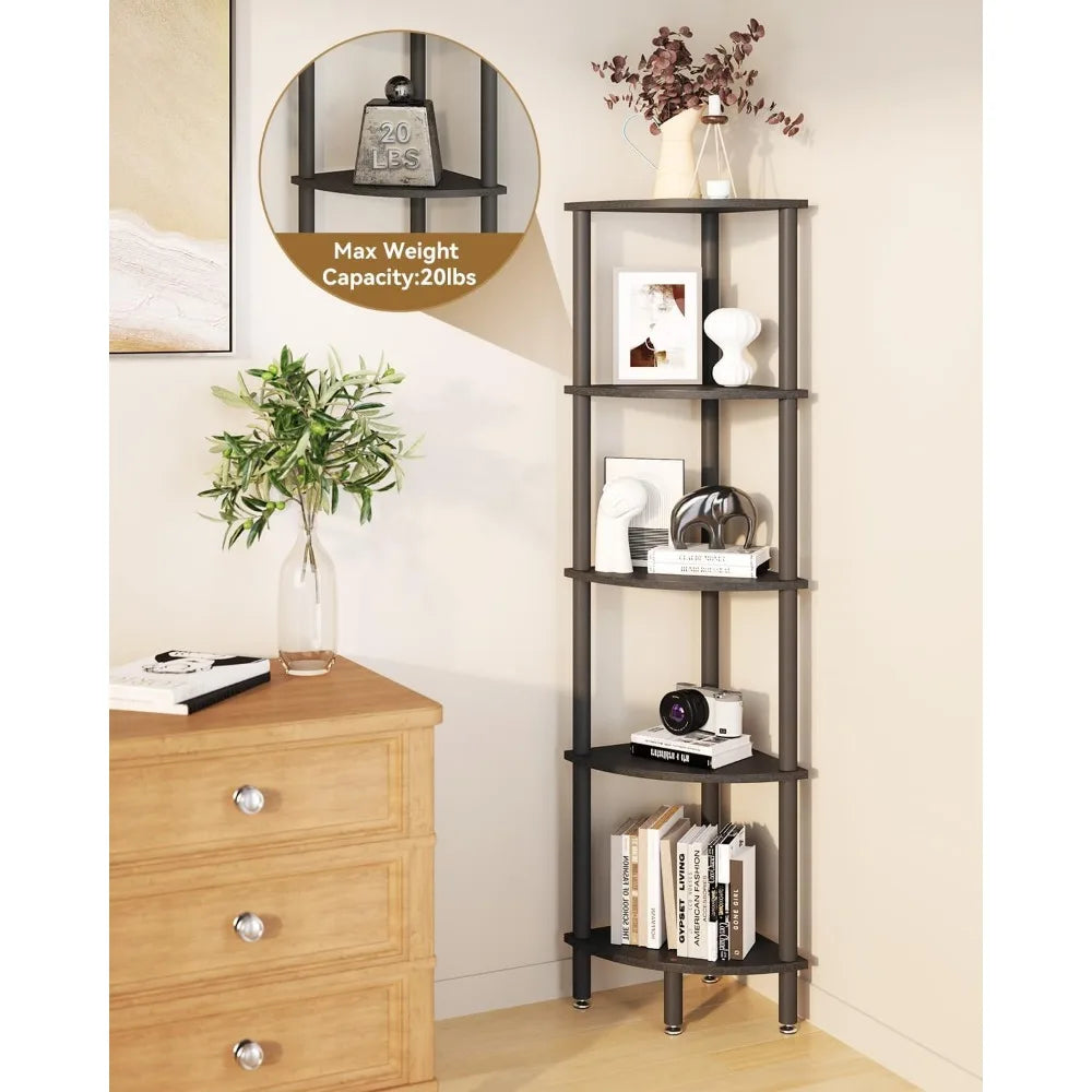 5 Tier Corner Shelf Display Rack for Living Room