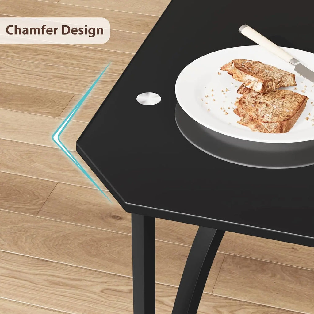 Glass Dining Table Set for 2Chairs for 2 with Padded Seats