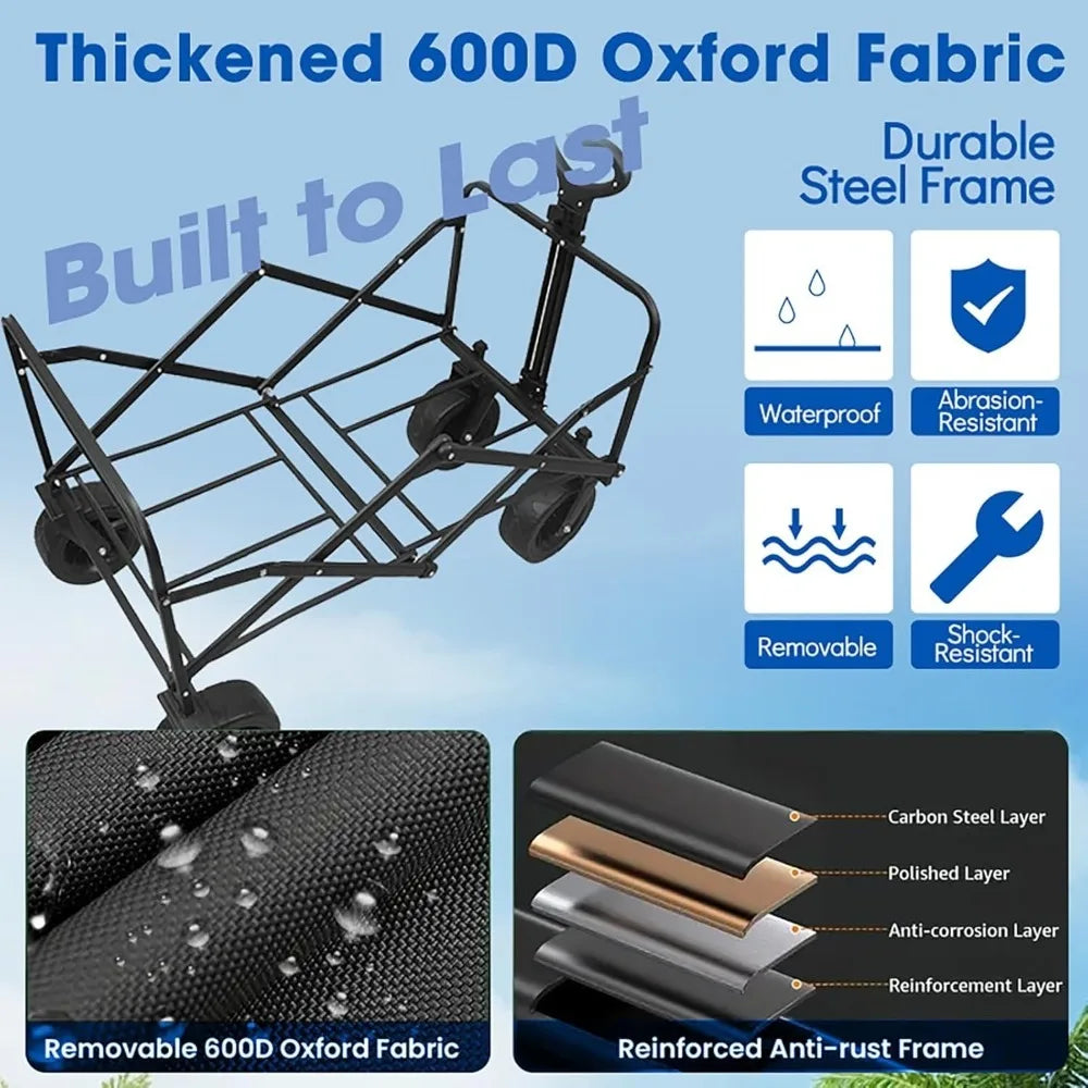 Heavy Duty Grocery Cart for Shopping, Beach, Camping, Sport