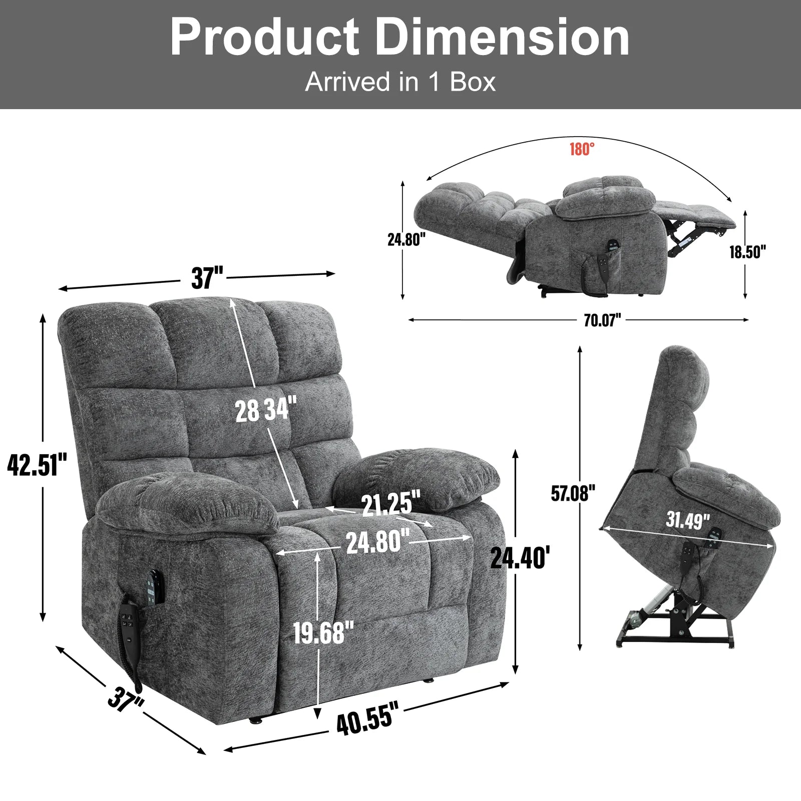 Oversized Recliner Chair with Heat and Massage, Power Lift
