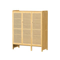 Bamboo Shoes Rack Organizer with Doors and 6 Tiers Shelves