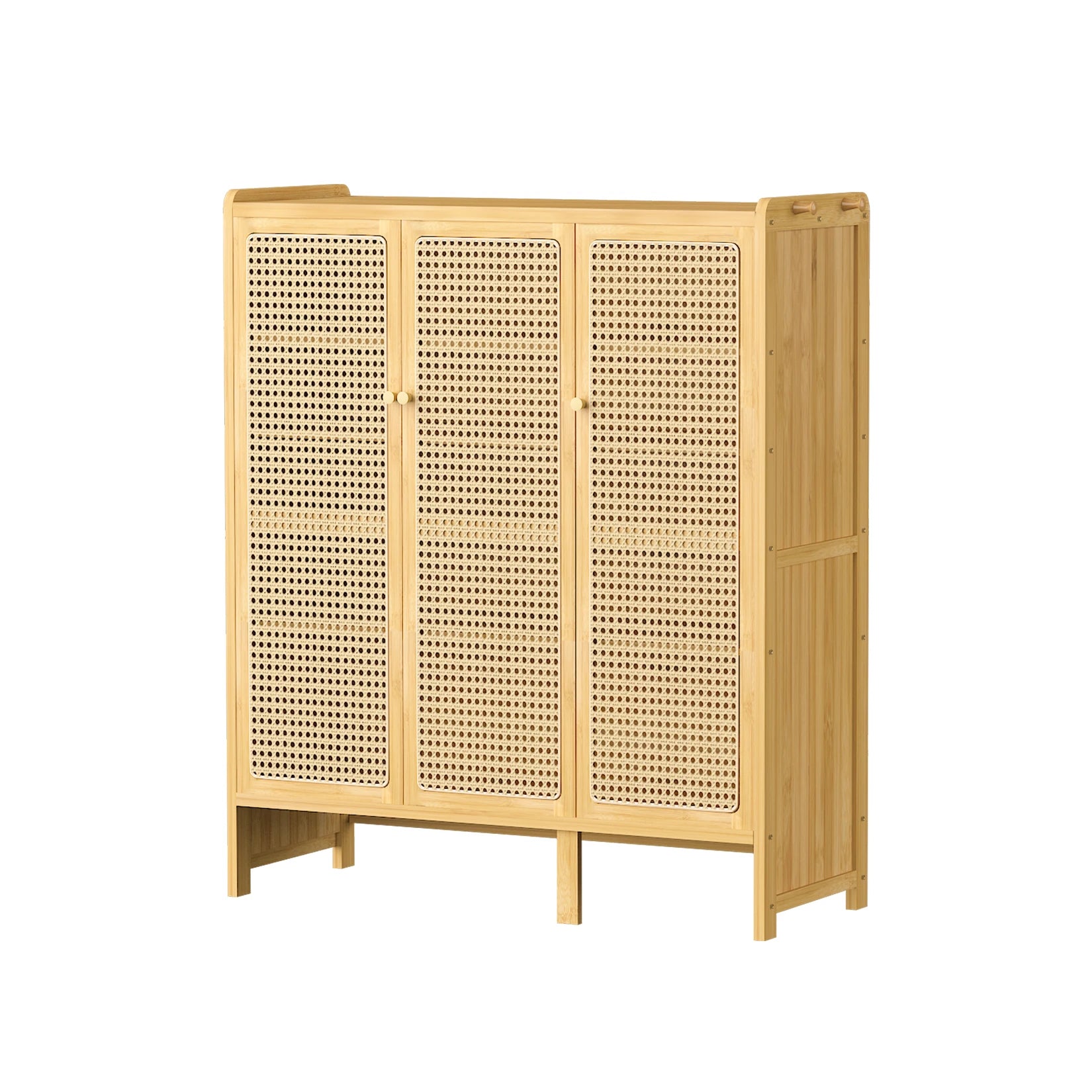 Bamboo Shoes Rack Organizer with Doors and 6 Tiers Shelves