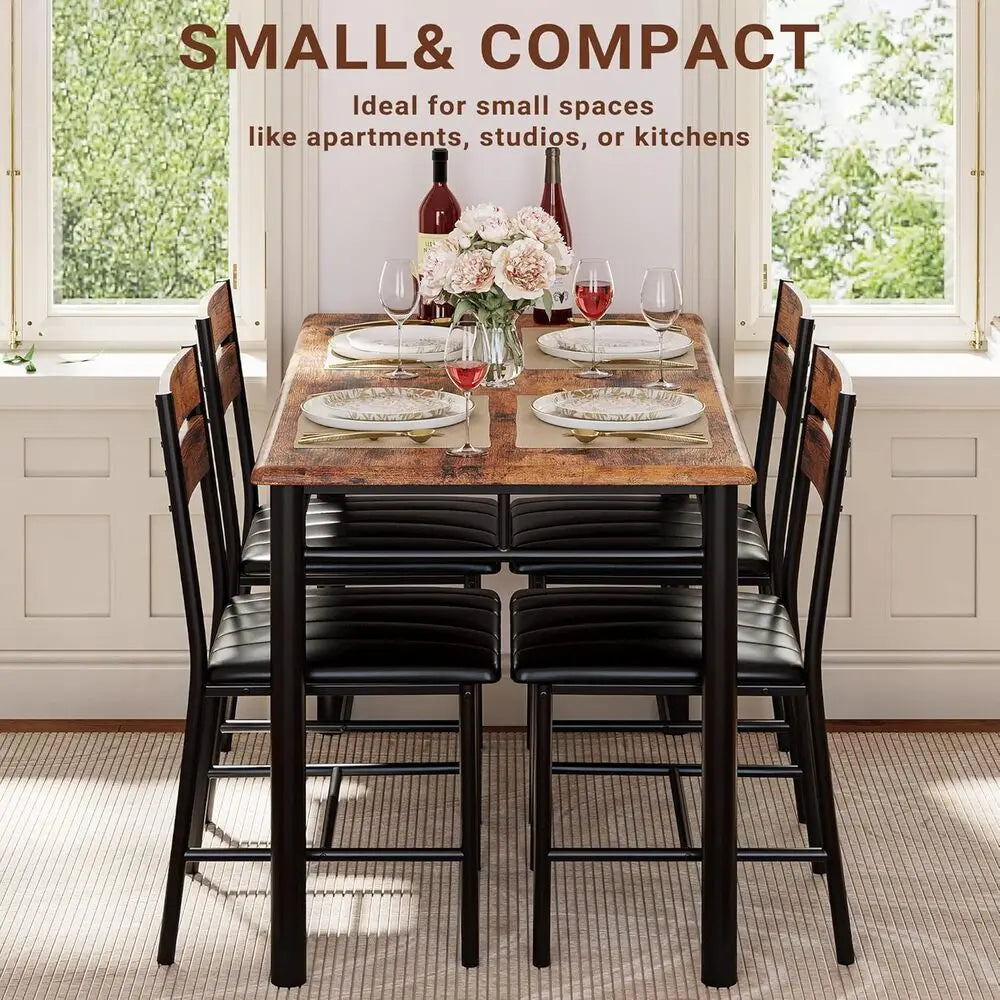 Wood Kitchen Table with Upholstered Chairs for Kitchen