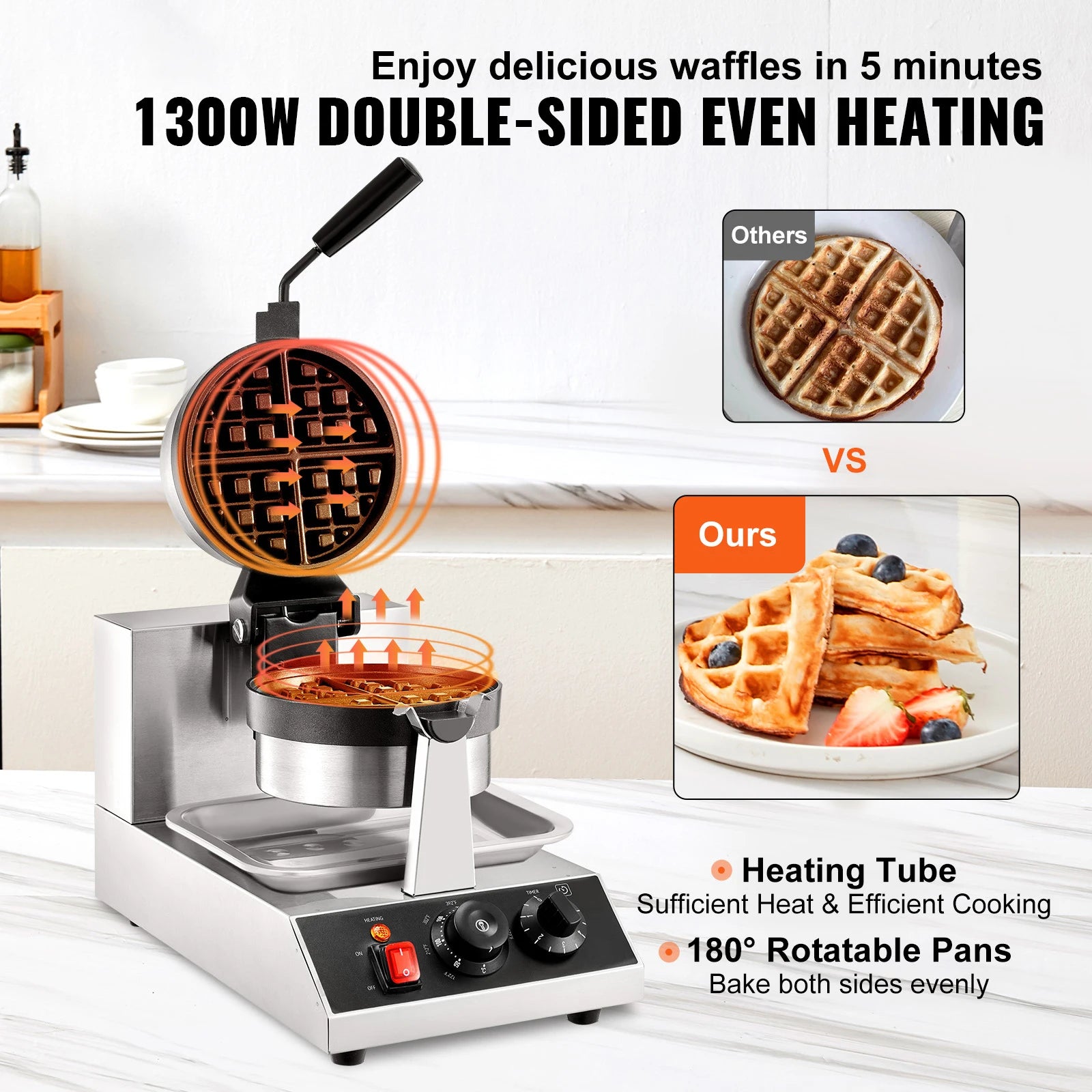 Electric Waffle Maker Stainless Steel  Non-Stick