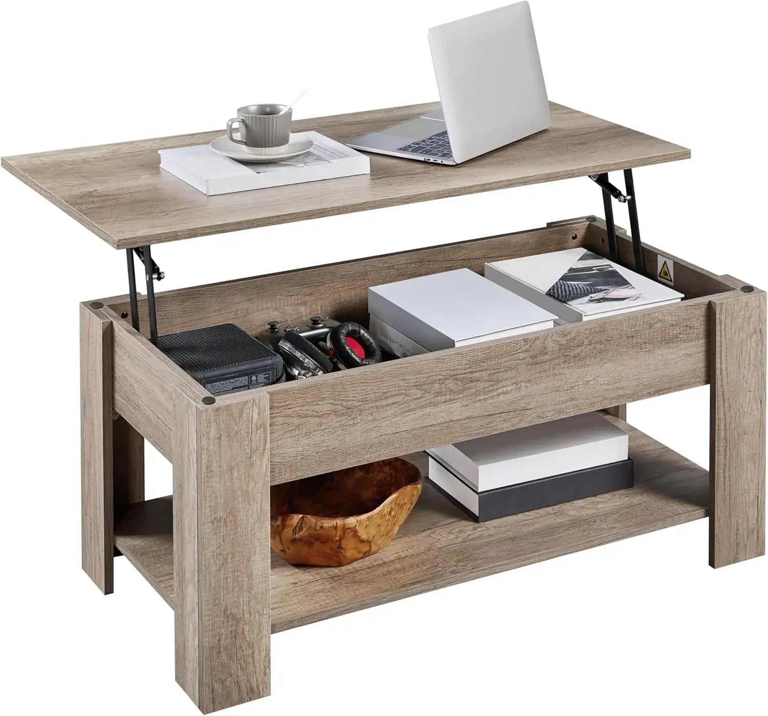 Lift Top Coffee Table with Large Hidden Storage Shelf