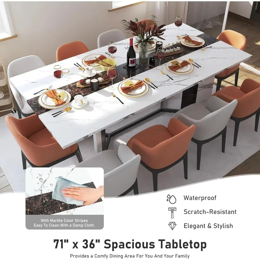 71 Inch Large  Dining room Table with Adjustable Legs