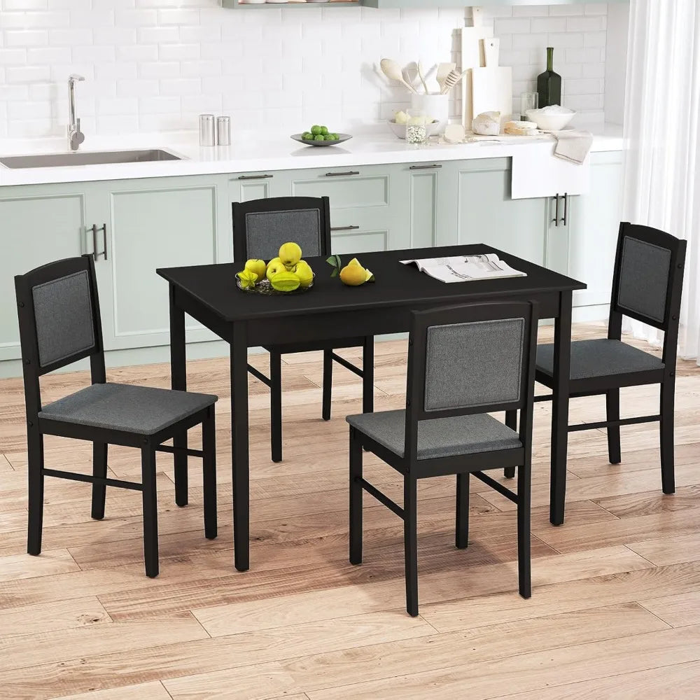 4-person Dining Table Set with Storage Rack