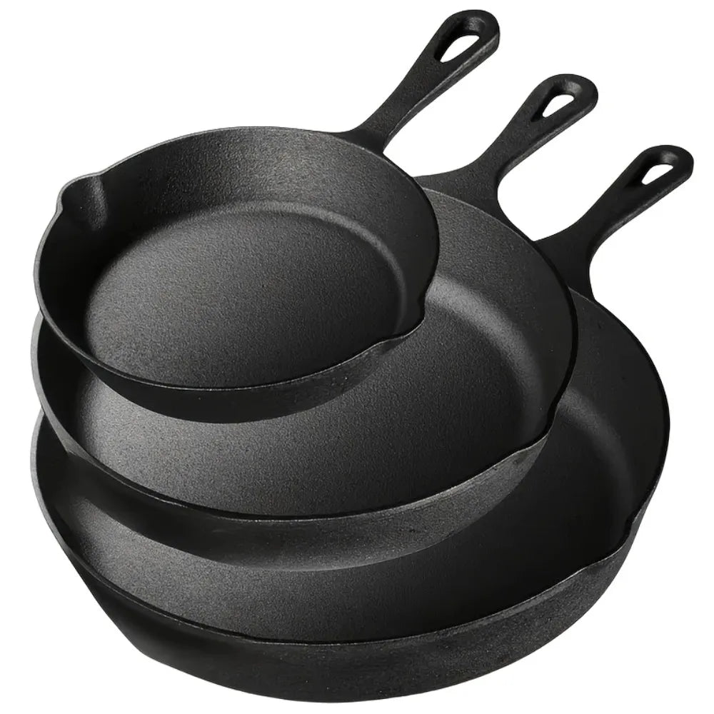 3PCS Cast Iron Skillet Set (6/8/10 Inch)  Pre-Seasoned