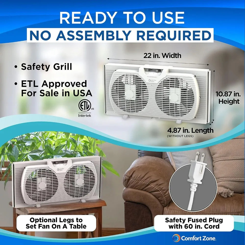 Twin Window Fan with Reversible Airflow Control