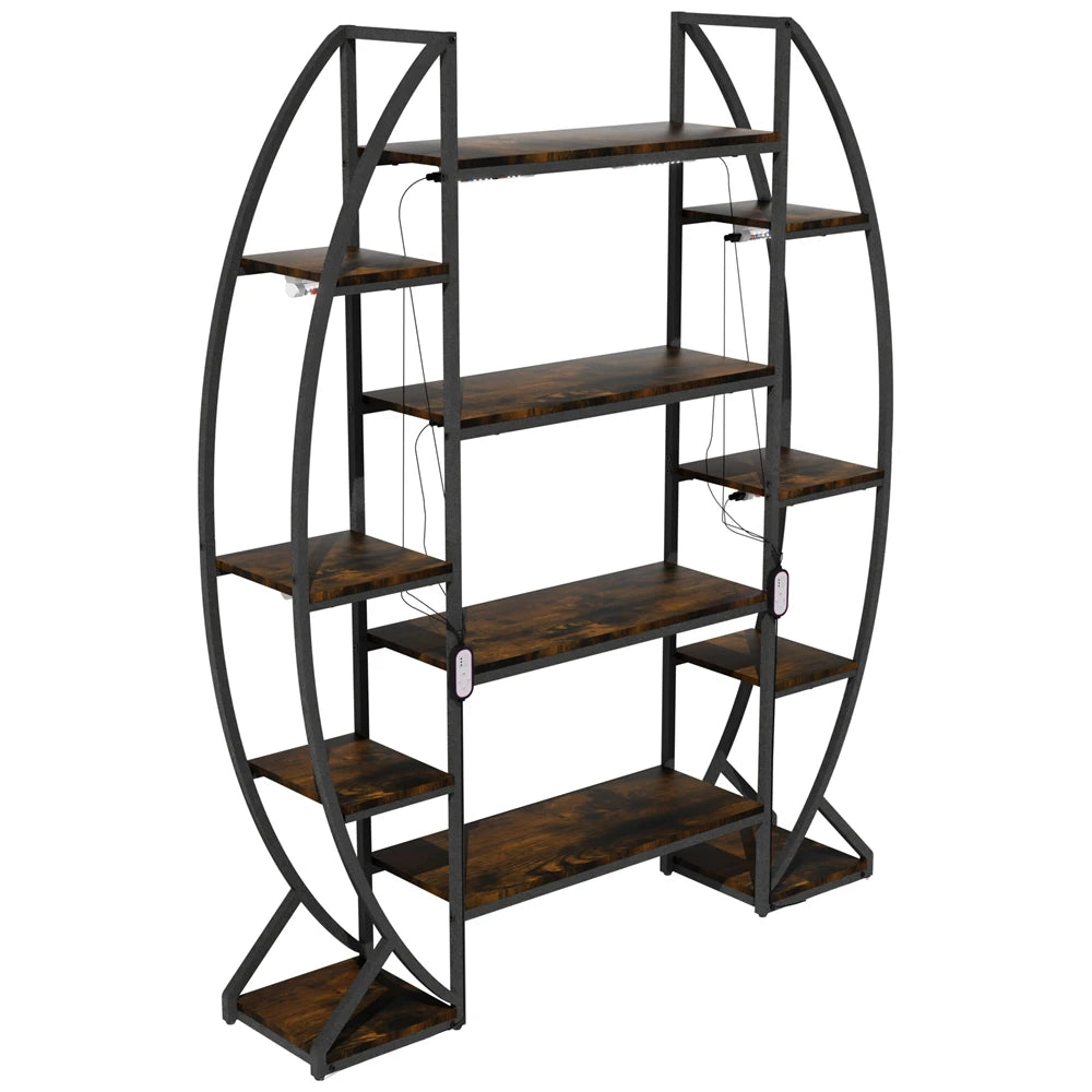 Half-Moon Shape Indoor Plant Stand Rack with Grow Lights