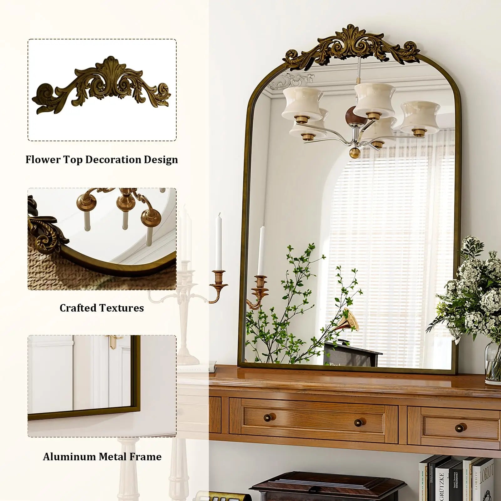 Vanity Wall Mirror Decorative Vintage Arch