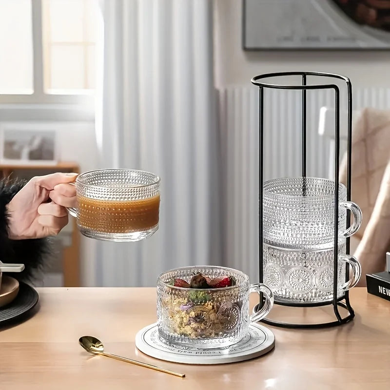 , vintage glass coffee cups are perfect for cappuccinos