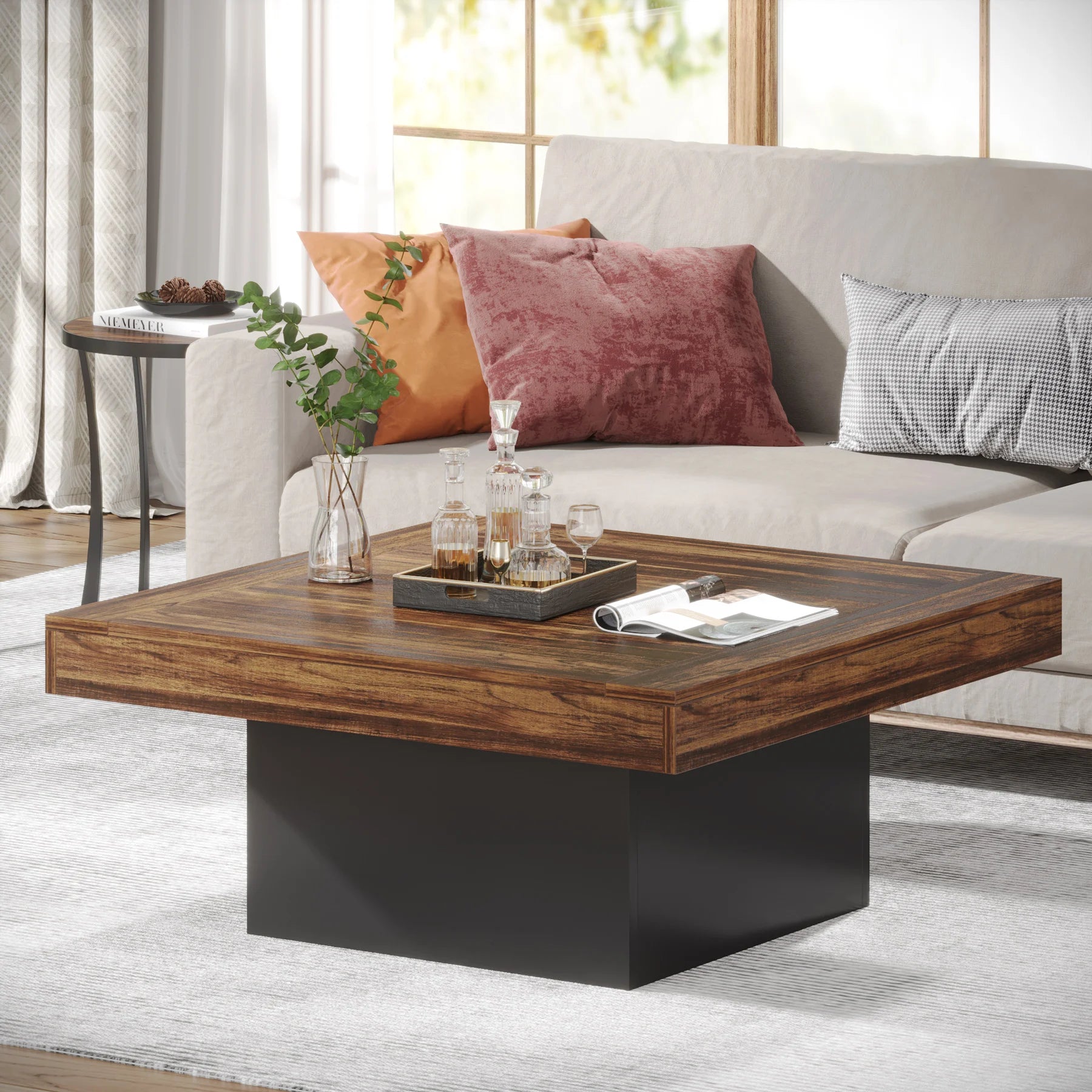 Coffee Table Engineered Wood for Living Room Rustic Brown & Black